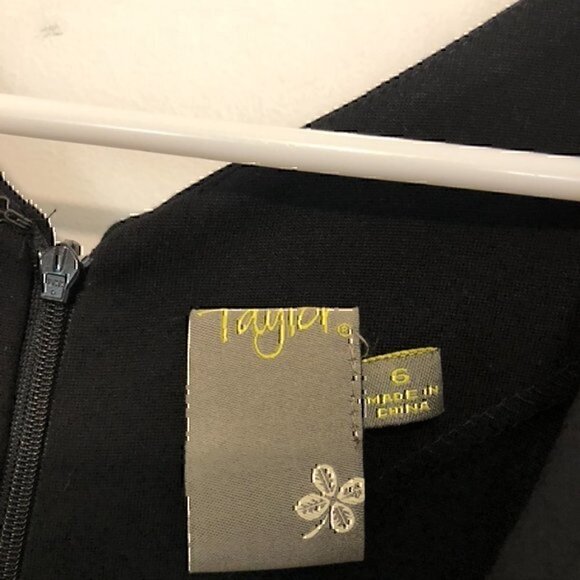 TAYLOR Solid Black Pleated Gathered Sleeveless Ponte Knit Peplum Sheath Dress 6 - Picture 5 of 12